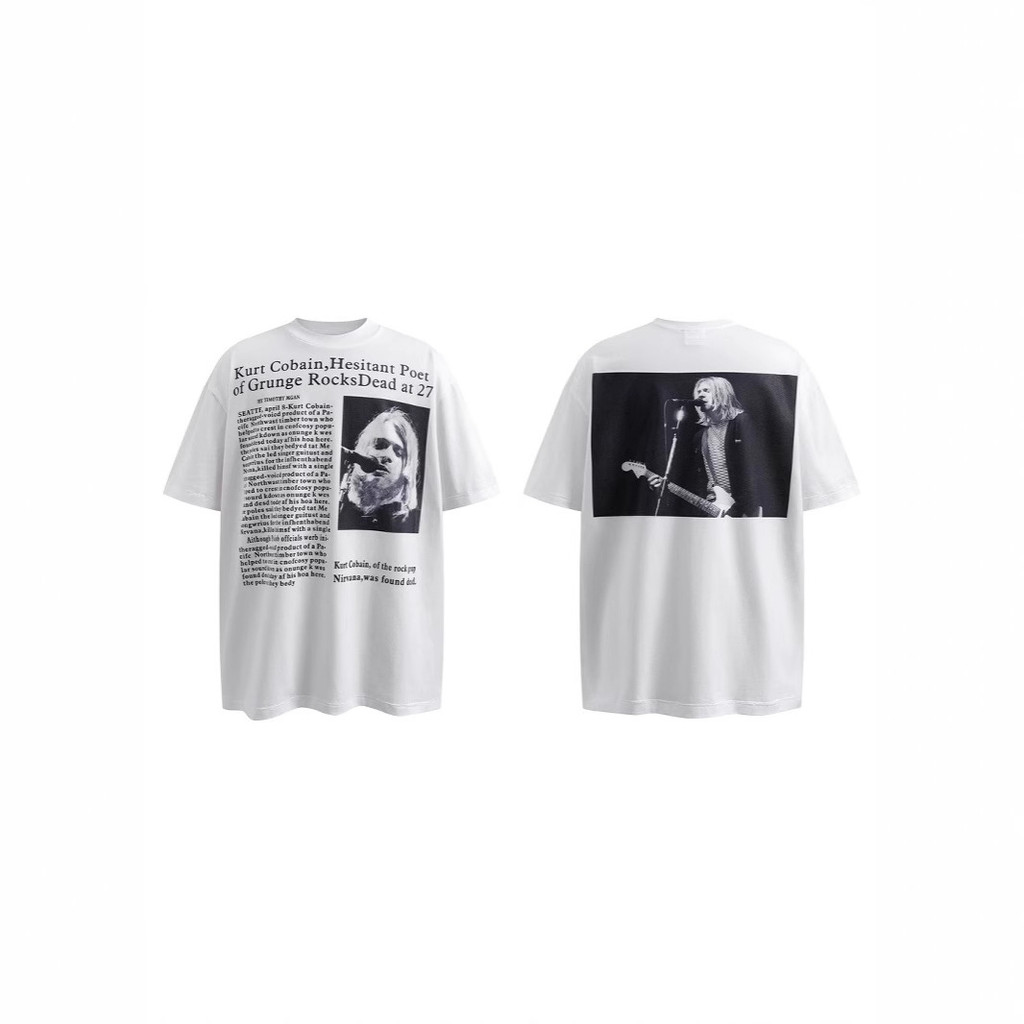 Kurt Cobain Kotko-Ben's black-and-white newspaper portrait vintage Short Sleeve T Shirts for men and