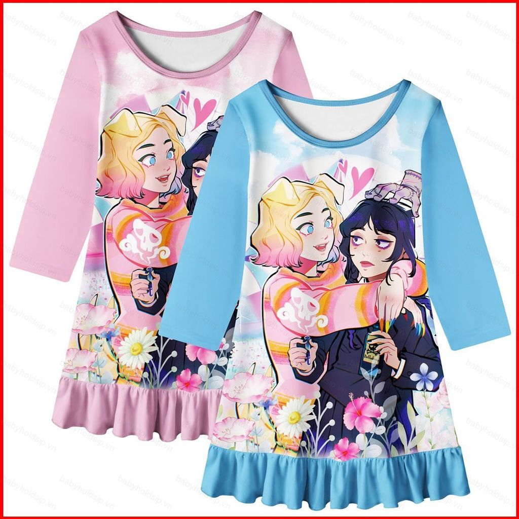 BS1 2024 Thứ Tư Addams Enid Sinclair cosplay vải cho trẻ em bé gái váy một mảnh đồ ngủ mặc giải trí 