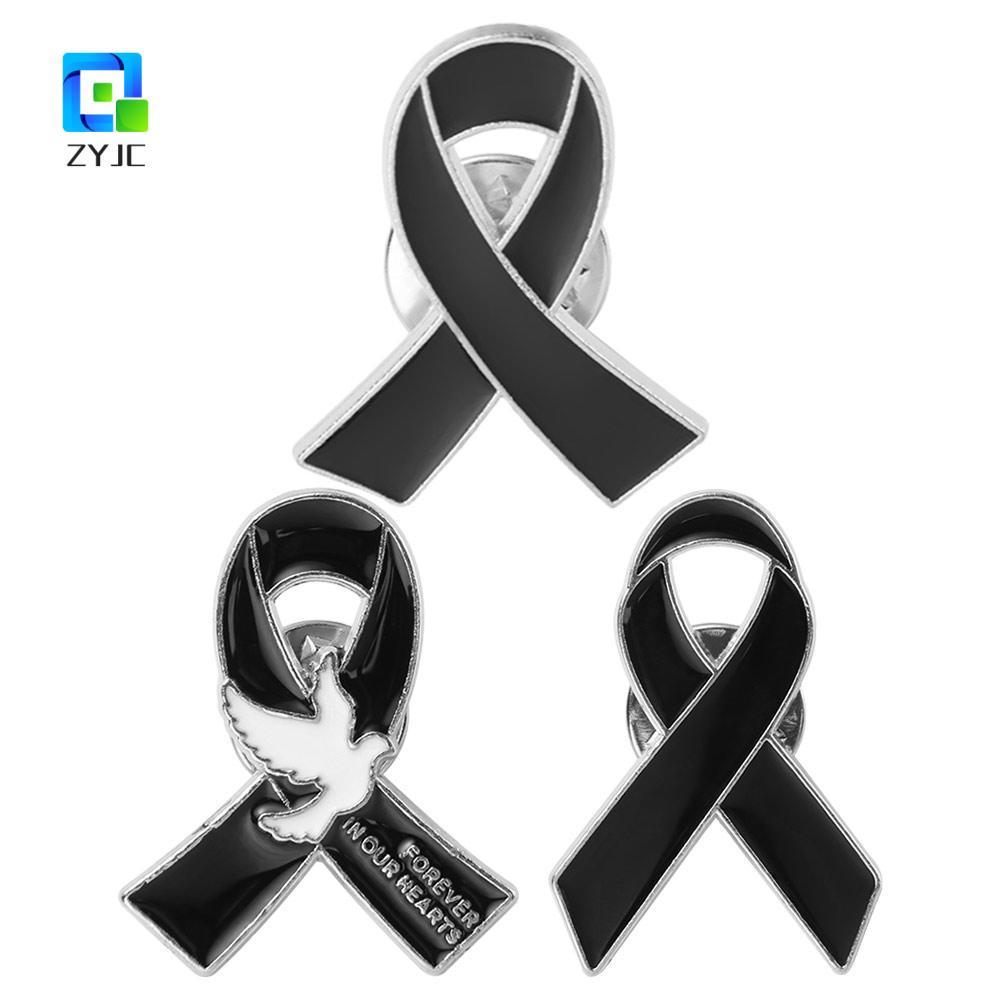 ZYJC Tang Ruy Băng Huy Hiệu Trâm Cài, Nhận Thức Ung Thư Nơ Đen Pin, Ngọt Ngào Ung Thư Vú Ve Áo Pin V