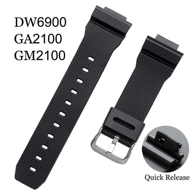 Dây đeo đồng hồ cao su màu đen cho Casio G-SHOCK CasiOak Viền hình bát giác DW6900 GA2100 GM2100 Dây