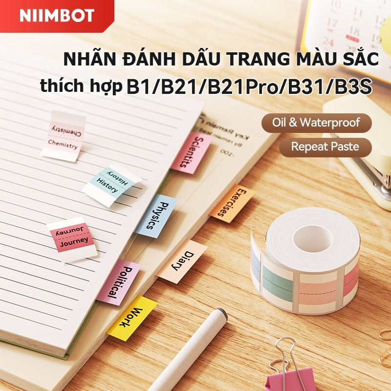 Niimbot B21/B1/B3S/B31/B21Pro/B1Pro Giấy dán đánh dấu trang giấy nhãn dán chống thấm nước.