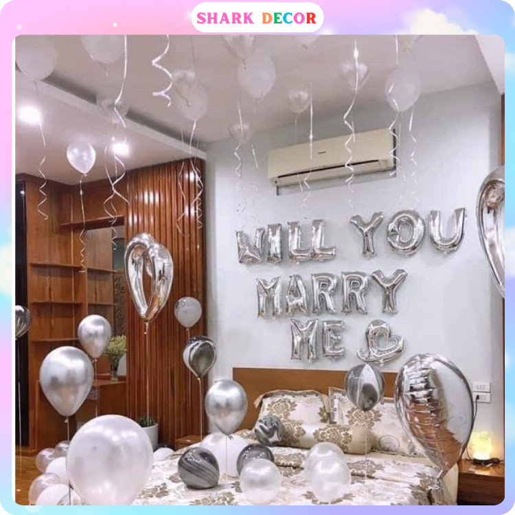 Combo bong bóng trang trí cầu hôn will you marry me MT556