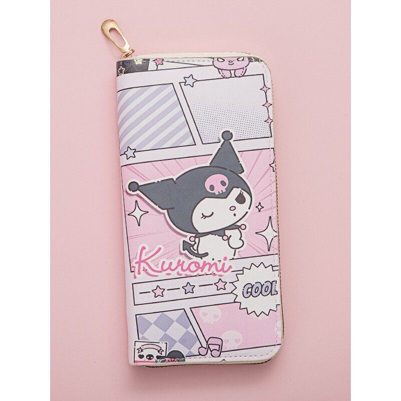 Kuromi Túi Dài Cô Gái Di Động Dung Tích Lớn Ly Hợp Đa Năng Đựng Thẻ Kuromi Trẻ Em Zero Túi