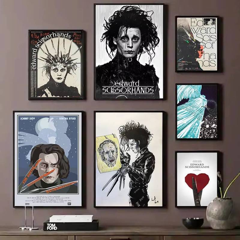 Edward Scissorhands Poster Treo Tường Nghệ Thuật Tranh Canvas Phim Cổ Điển Trang Trí Thanh Cắt Tóc C