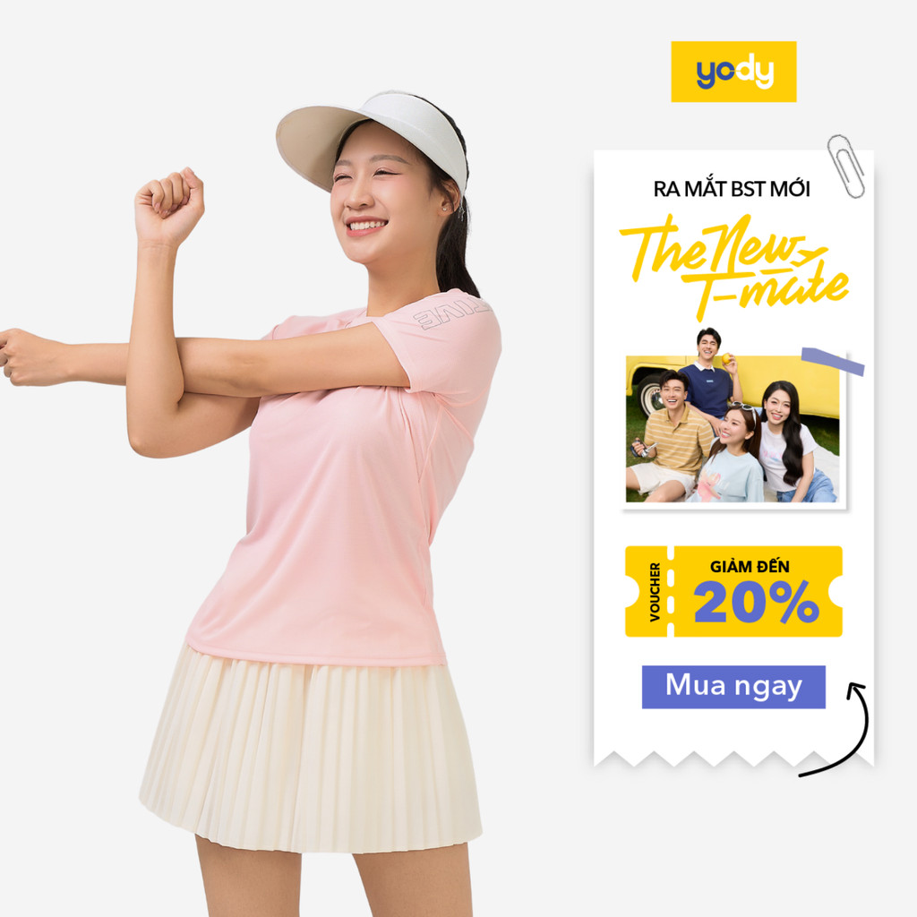 Áo thun thể thao nữ YODY Sport dệt jacquard siêu nhẹ, năng động, thoáng mát, thấm hút tốt WATS25S111