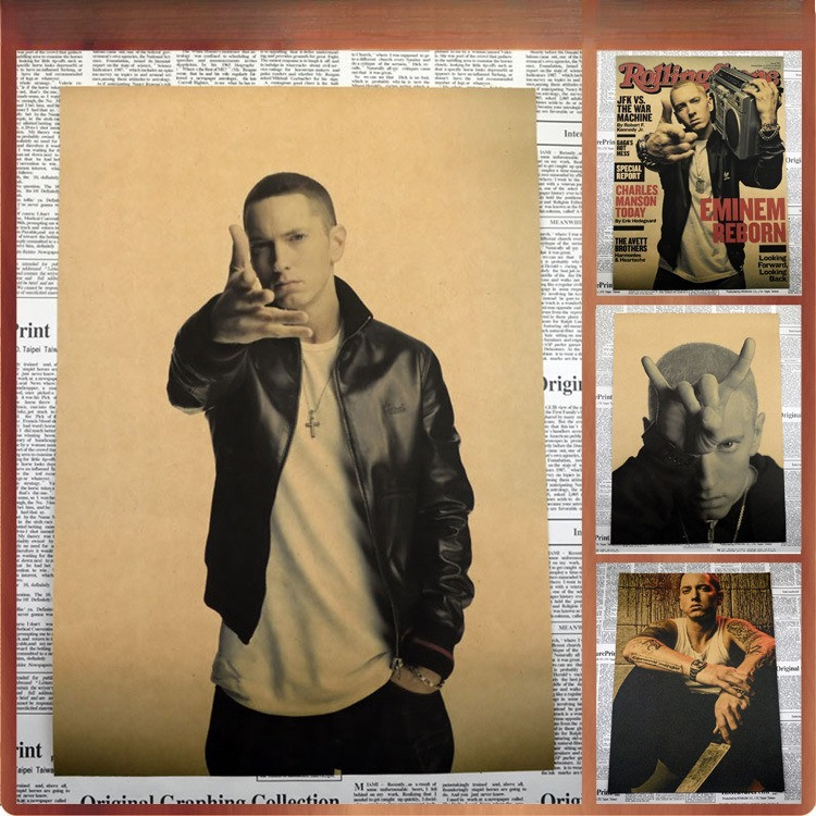 Plankton Am Retro Giấy Kraft Poster Eminem Eminem hip hop Rock Singer Tranh Trang Trí Core 42 * 30cm