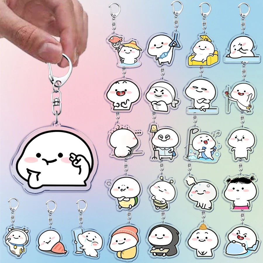 Móc khóa Pentol Quby dễ thương Mica Acrylic in hình Sticker hài hước trang trí cặp sách túi xách phụ