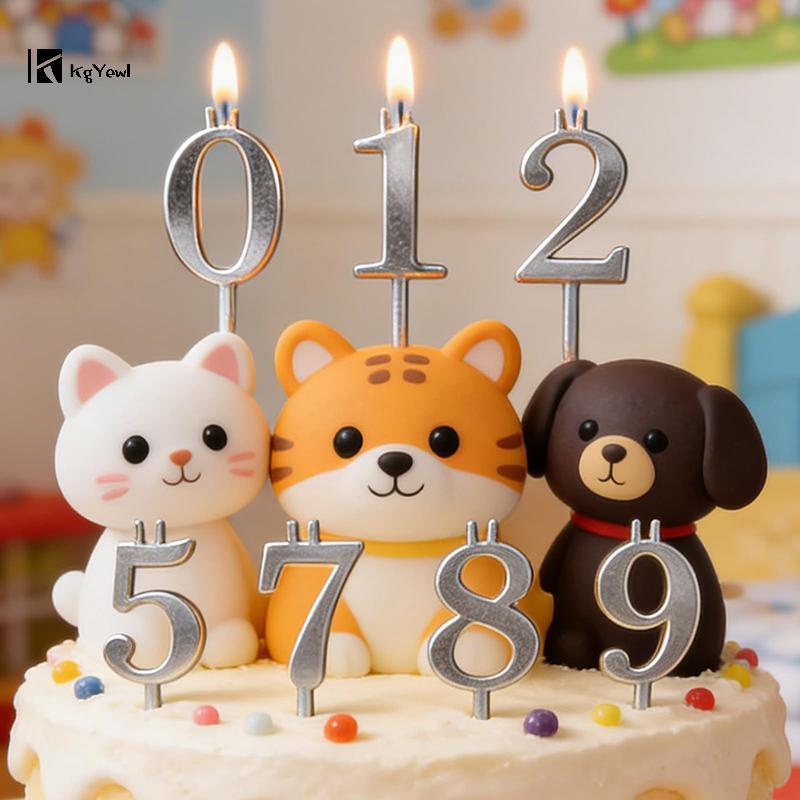 KgYewl Sinh Nhật Candlesti Set 0-9numbers Chúc Mừng Sinh Nhật Bánh Topper Kim Loại Bánh Cưới Topper 