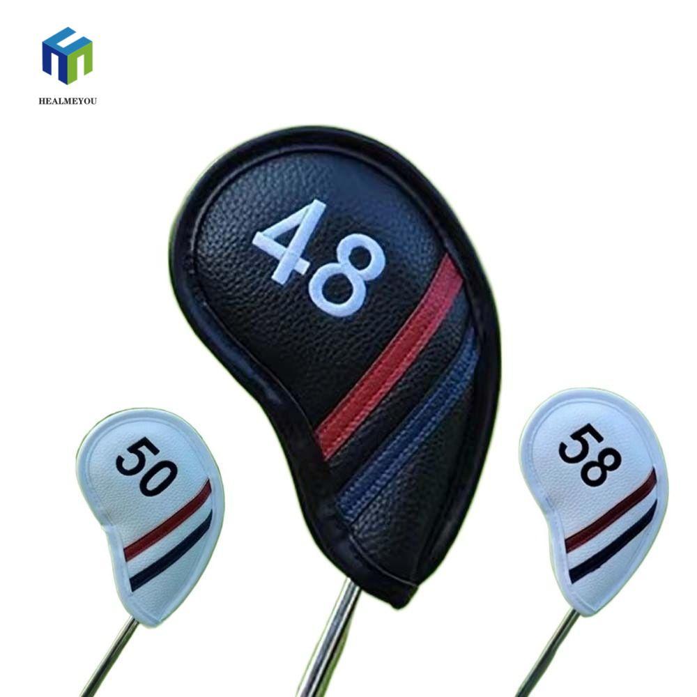HEALMEYOU Golf Wedge Cover, PU Leather Angle Club Sand Wedge Headcover, Đen / Trắng Big Number 48 50