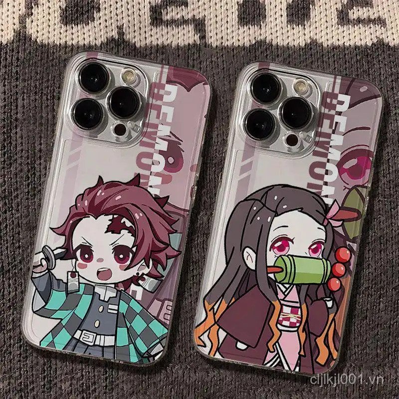 Tanjiro Nezuko Demon Slayer iPhone 11 12 13 14 15 16 Pro Pro ProMax 7 Plus X Ốp Điện Thoại Tản Nhiệt