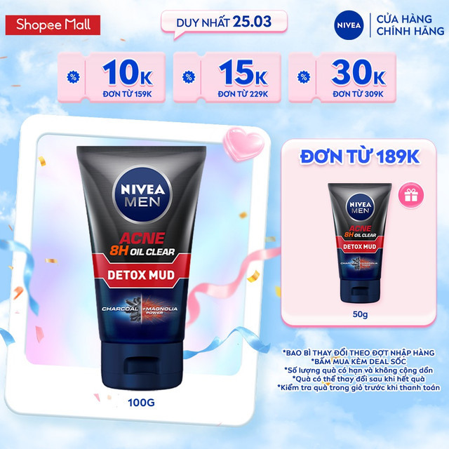 Sữa Rửa Mặt Bùn Khoáng NIVEA MEN Kiềm Dầu | Ngừa Mụn | Sạch Sâu (100 g) - 83940