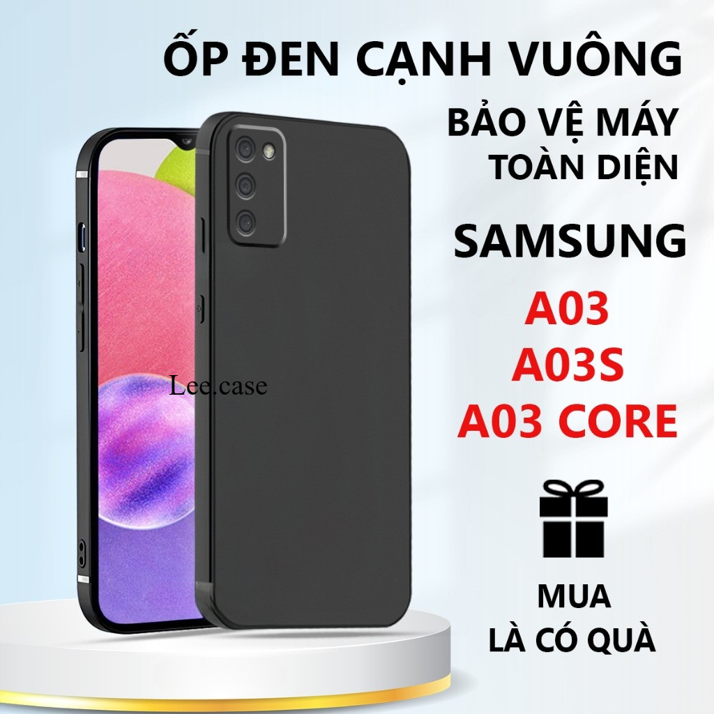 Ốp lưng TPU đen Samsung A03 / A03s / A03 CORE cạnh vuông, bảo vệ máy toàn diện-Lee.case