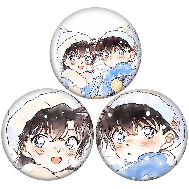 20260325Kudo Shinichi và Mouri Ran Dễ Thương Phiên Bản Q Anime Mùa Đông Huy Hiệu 58MM Tinplate Huy H