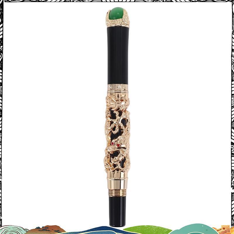 Sang Trọng 18KGP 0.5mm Vàng Rồng Rồng Đài Phun Nước Bút Máy hsihiipaiwi