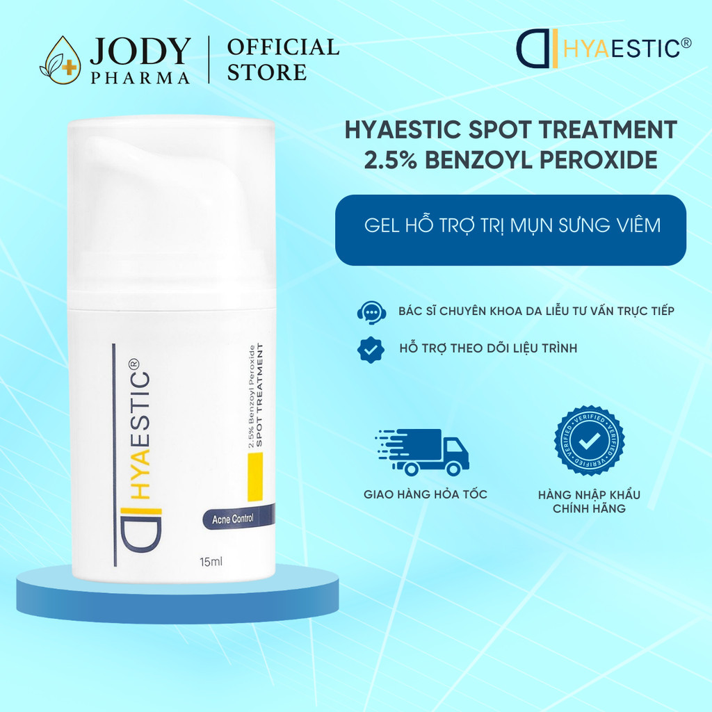 [HÀNG CÔNG TY] Gel hỗ trợ trị mụn sưng viêm Hyaestic Spot Treatment 2.5% Benzoyl Peroxide