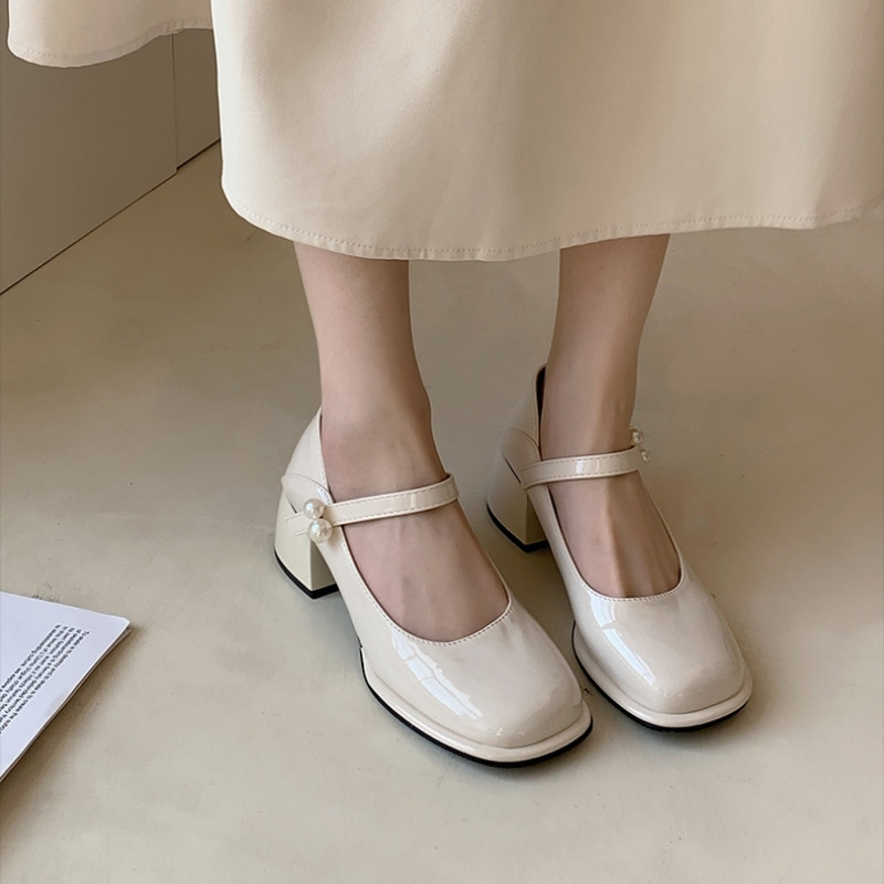 giày lolita đế cao giày lolita nữ Giày cao gót Mary Jane Mid-Block