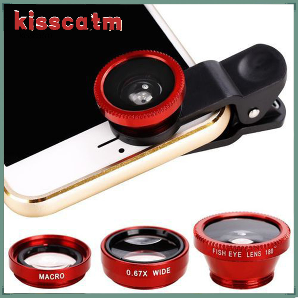 HOT 3 trong 1 Điện Thoại Di Động Camera Mắt Cá Macro Bộ Ống Kính Góc Siêu Rộng Có Kẹp