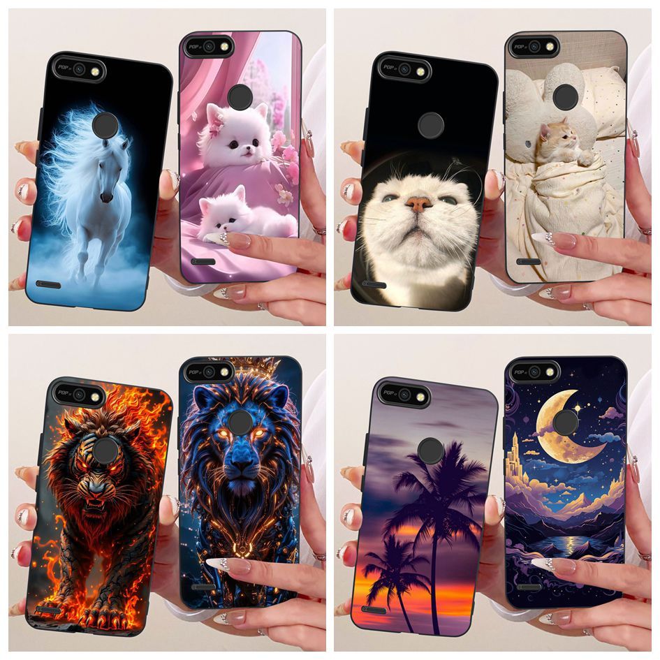 Ốp Lưng Mát Cho Tecno Pop 2F B1c / Pop 2 Vỏ Hoạt Hình Mèo Sư Tử Họa Tiết Rồng Silicon Mềm Chống Sốc 