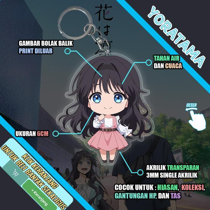 Gantungan Kunci Kaoru Hana wa Rin to Saku Kaoruko, Keychain Anime Lucu - Kaoruko B