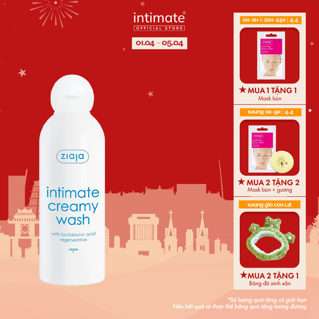 (LS) Dung Dịch Vệ Sinh Phụ Nữ ZIAJA Intimate With Lactobionic Acid Khử Mùi, Tăng Đàn Hồi Cho Da 200m