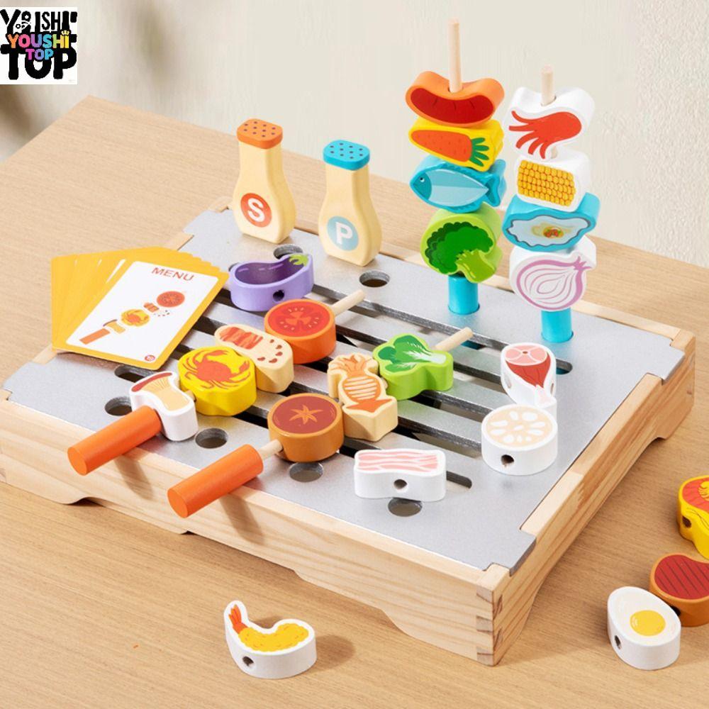 YOUSHI TOP Giả Vờ Chơi Đồ Chơi Nhà Bếp Bằng Gỗ BBQ Đồ Chơi Giáo Dục Nhà Búp Bê