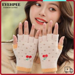EYEHPEE Găng tay ấm EYEHPEE dệt kim chống gió, chạm màn hình cảm ứng, hình hoạt hình đáng yêu cho mùa thu đông