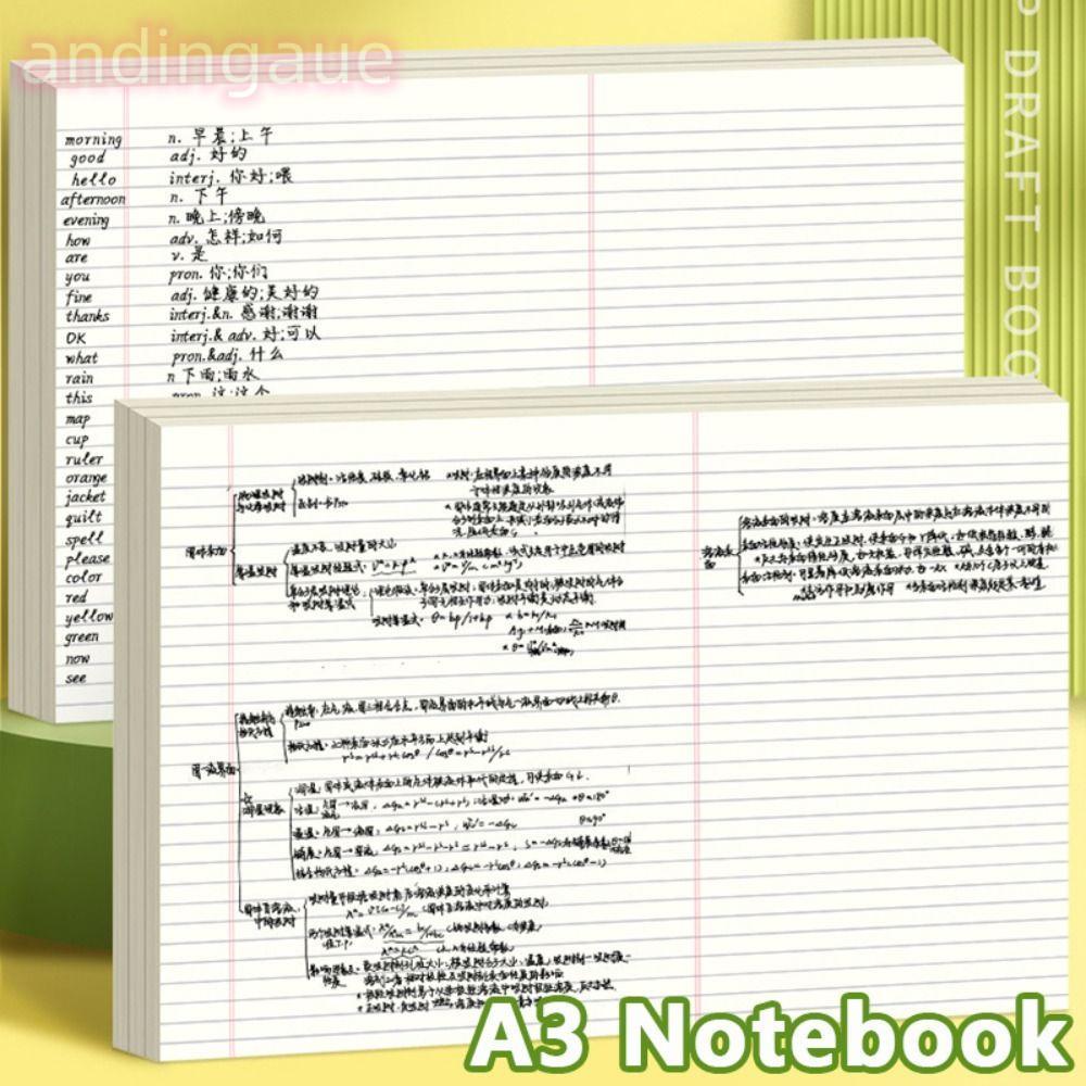 ANDIN 50 tờ A3 Notebook, Giấy dự thảo có thể xé được, Học sinh A3 đa chức năng Viết Notepad Back To 