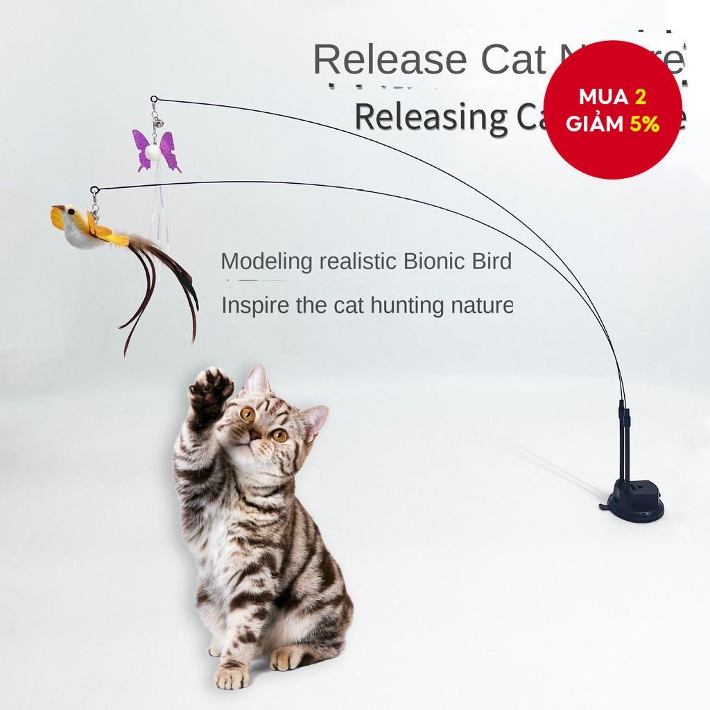 Tình Yêu Bay Chim Hút Cốc Dây Thép Thanh Dài Lông Tease Cat Stick Self Hi Cat Toy