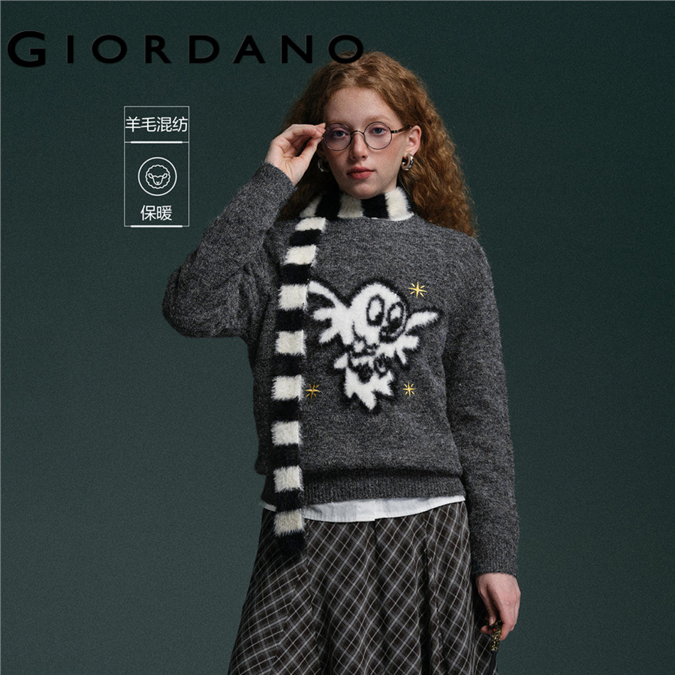 GIORDANO WOMEN Harry Potter owl jacquard sweater 18355305