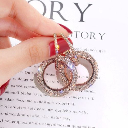 New Product#925Silver Needle Korean Version New Fashion Diamond Earrings for Women, Inlaid Diamond G
