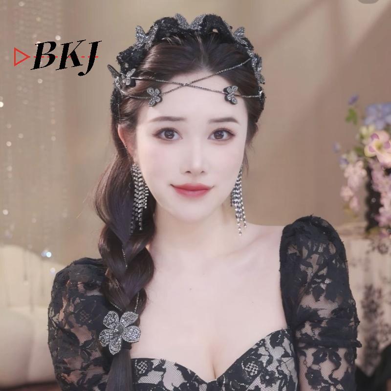 [KJ] Vòng buộc tóc đính đá thời trang - Mũ đội đầu đám cưới cô dâu dành cho nữ [Mới]