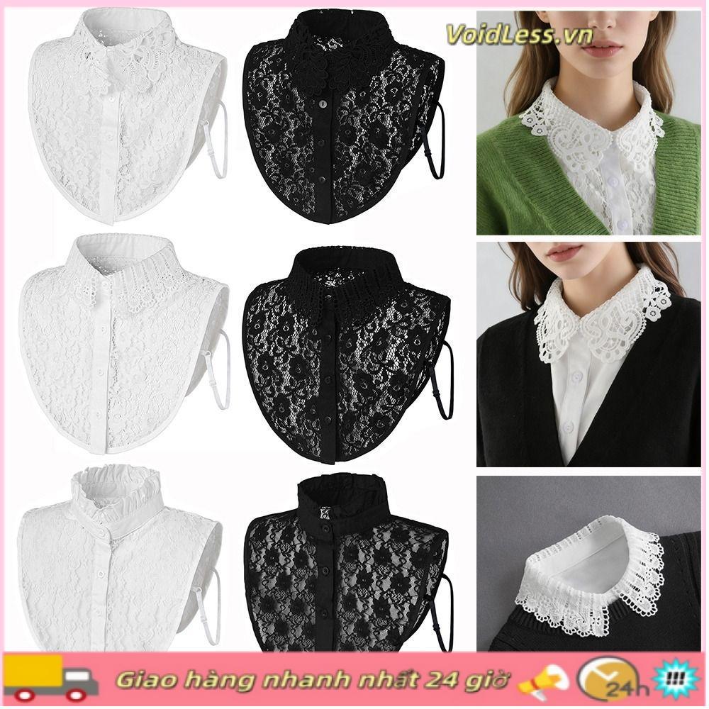 Cổ Giả Voidless Trắng Đen Có Thể Tháo Rời, Phụ Kiện Thời Trang Cho Khăn Choàng Ren Quấn Nữ Và Bé Gái