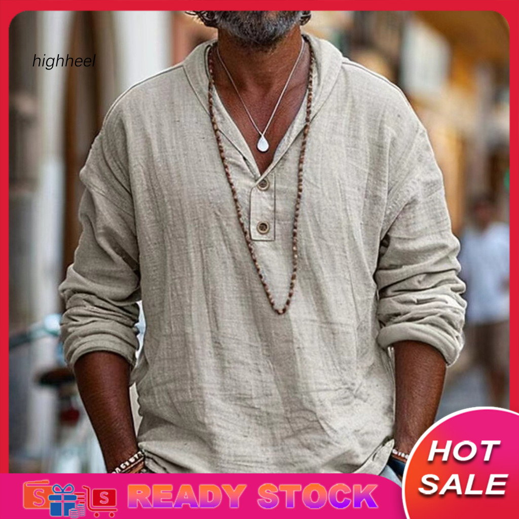 [Sẵn sàng] Áo sơ mi nam dài tay Áo sơ mi cotton pha trộn nam Áo sơ mi dài tay pha trộn cotton thông 