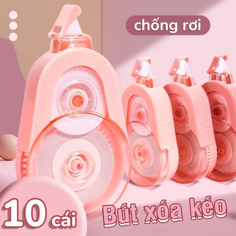 Bút xoá kéo học sinh màu pastel tươi sáng, xóa mượt liên tục, xóa sạch đẹp, 5 cuộn xoá 100m bền bỉ