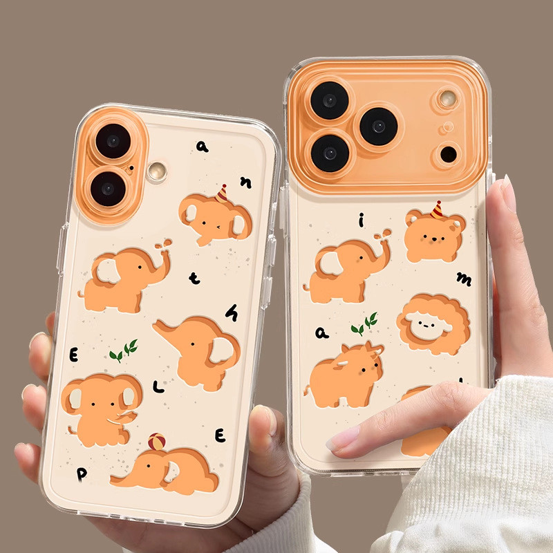 Orange Baby Elephant Apple promax Ốp Điện Thoại pro Dễ Thương Không Khí Trong Suốt tpu Chống Sốc Vỏ 