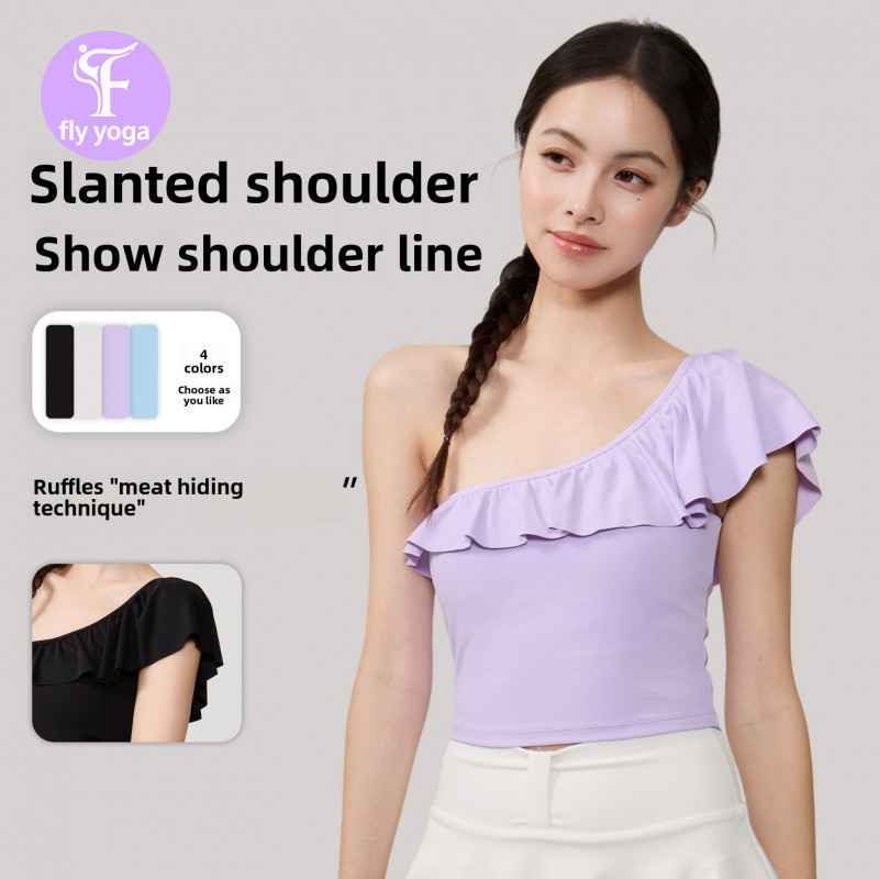 [Fly Yoga] Áo ngực thể thao Yoga Falbala Oblique Vai thông gió