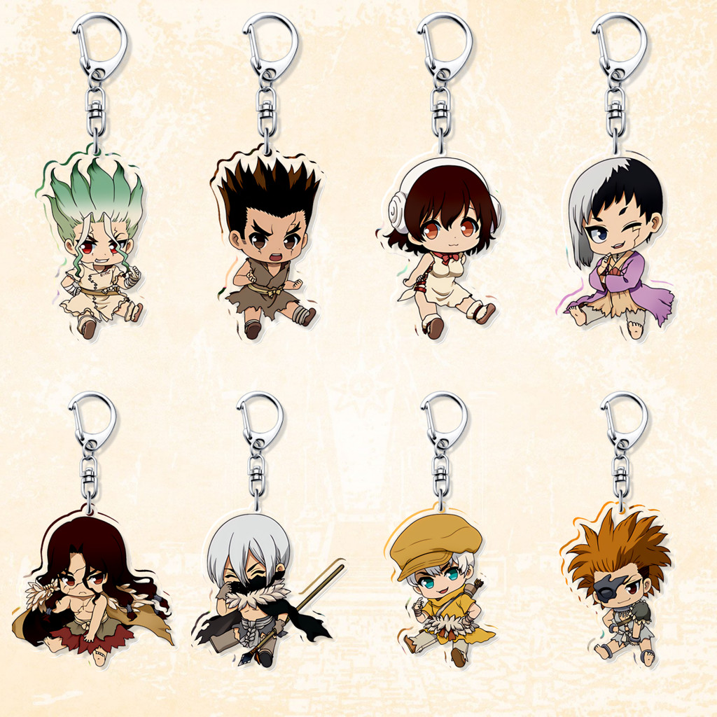 Anime Dr.Stone Acrylic Keychain Model Cosplay Charm Characters Ornament Accessories Goods Collection