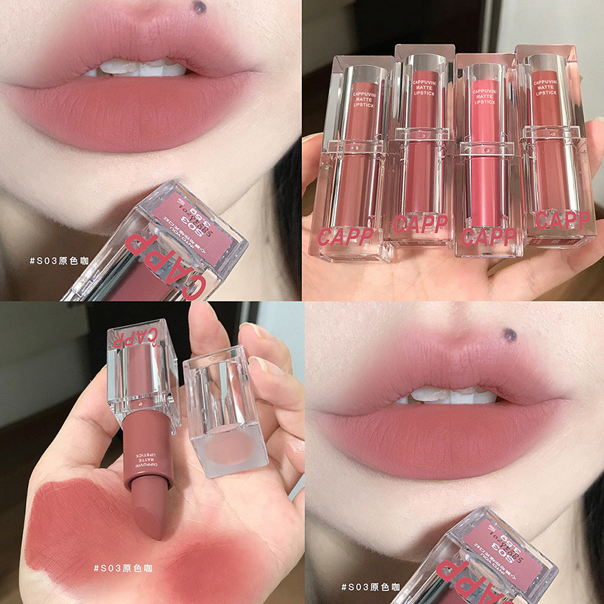 xinpinCappuvini Transparent Acrylic Lipstick Matte Makeup Student Party Cosmetics Nude Color Lipstic
