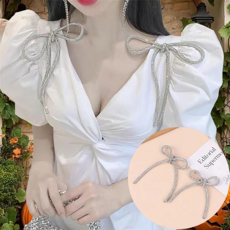 [Boutique1] Huy hiệu Trâm cài nơ pha lê lấp lánh tinh tế dành cho nữ Thời trang nữ Nơ Boutique Pin P