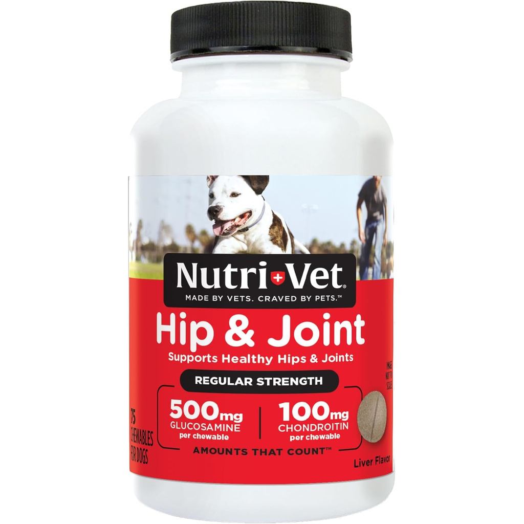 Nutri-Vet Hip & Joint Regular Strength Joint plements, công thức với Glucosamine Chondroitin, plies,