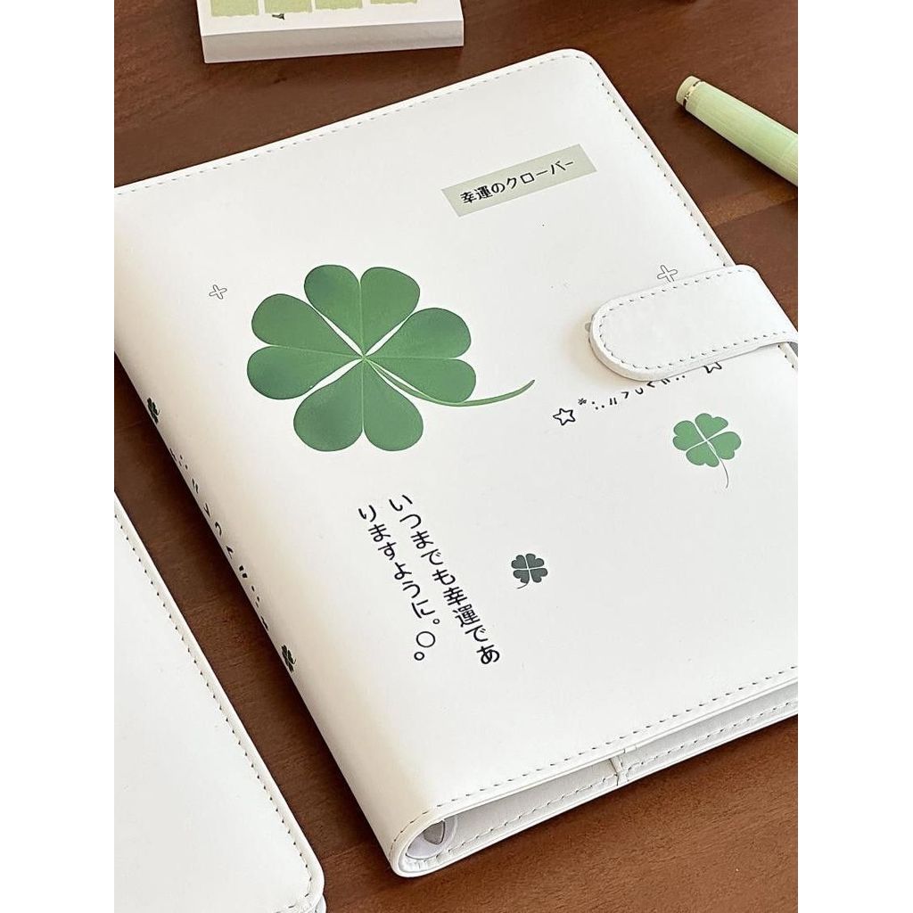 Bán chạy Lucky Four-leaf Clover A5 Four-square Leather Loose-leaf Card Book Storage Album 10cm Polar