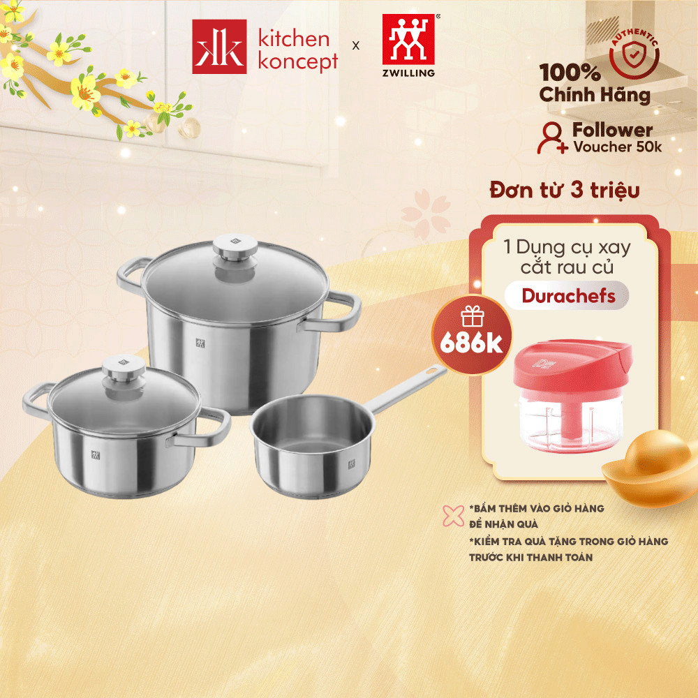 Bộ Nồi 3 Lớp - 3 Món Zwilling Joy (1.4L;2.9L,6.22L)