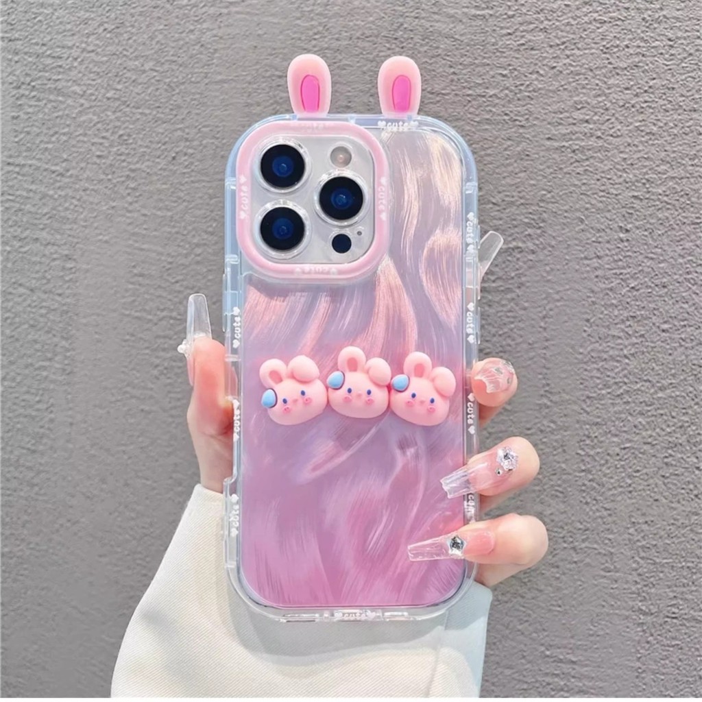 [Store Recommended] Smudge Pink Thích hợp cho Apple 16 Feather Fiber Cream Phone Case iPhone15promax