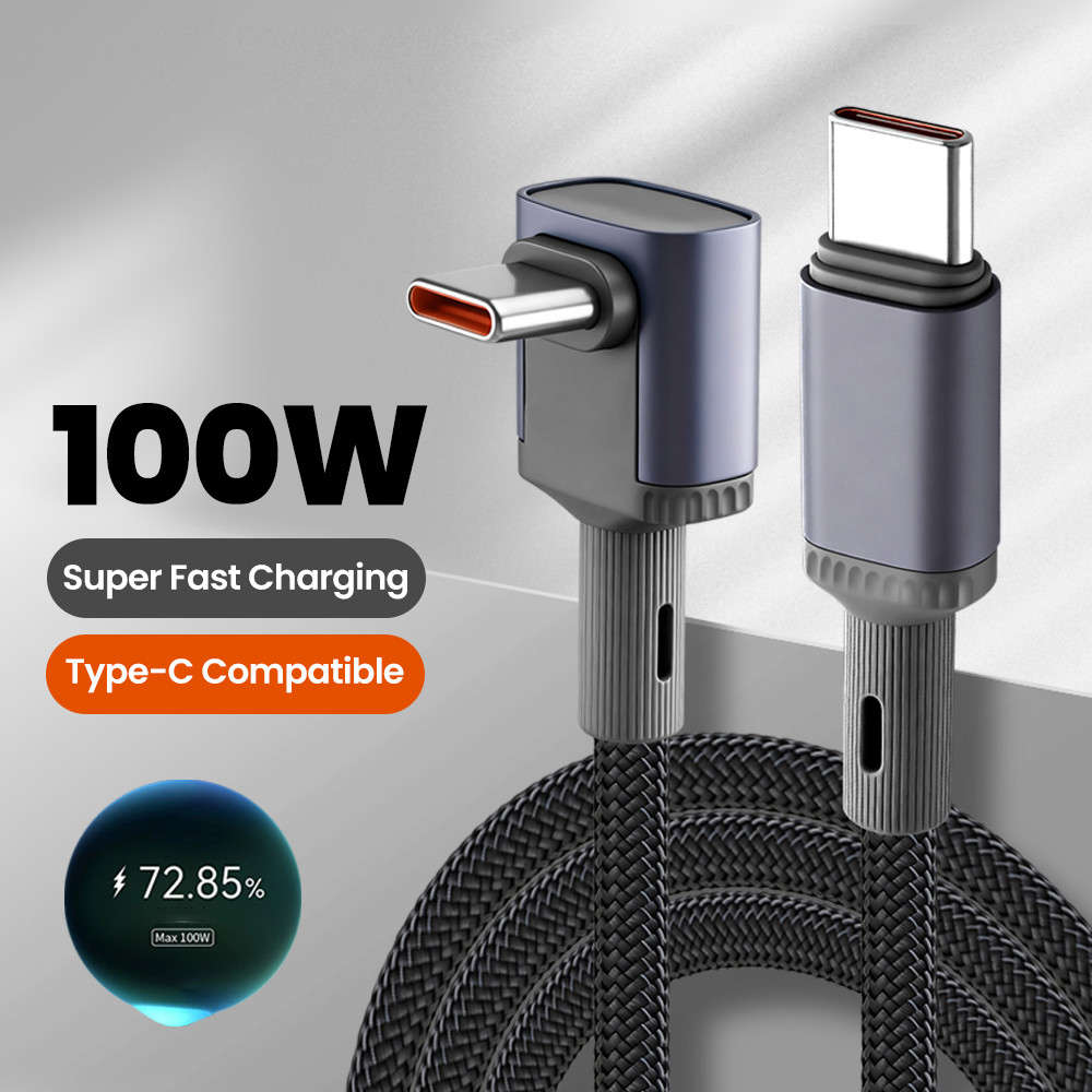 Elough Stereo Elbow 100W Cáp dữ liệu bện loại C kép Loại C sang loại C Dây cáp sạc nhanh