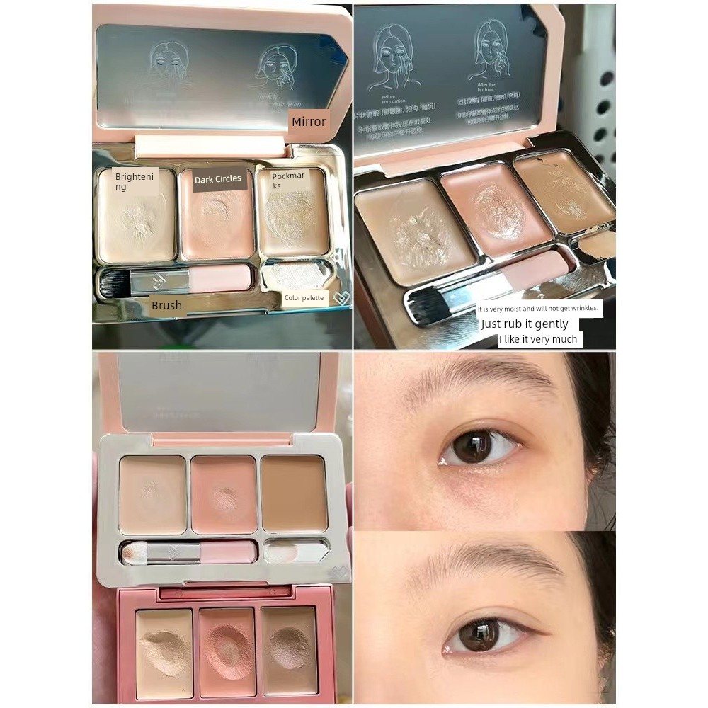 Spenny Spenny Spenny Concealer Tricolor Concealer Che Khuyết Điểm Bảng Màu Đen Vòng Tròn Mụn Dấu Vết