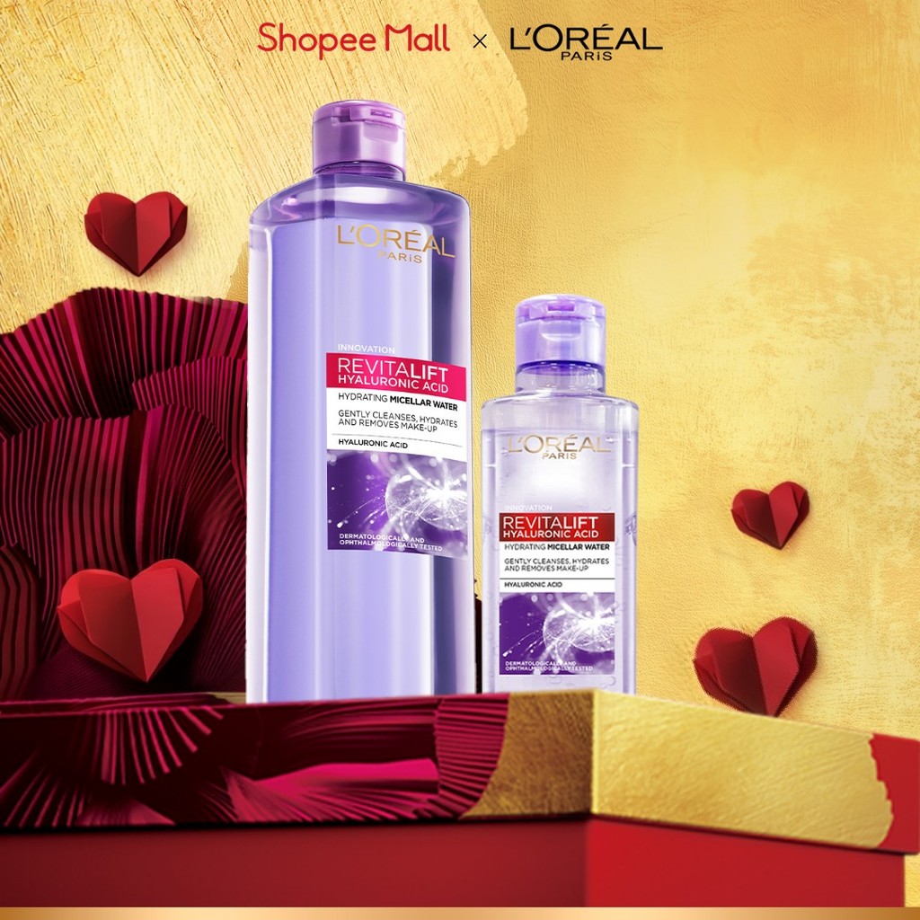 Bộ đôi Nước Tẩy Trang L'Oreal 3 In 1 Micellar Cấp ẩm L'Oreal Paris HA 400ml & 95ml