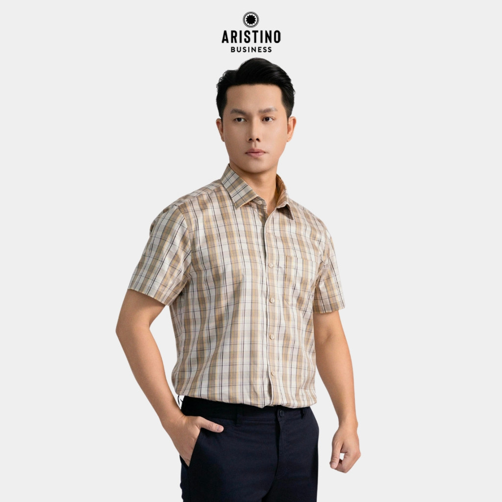 Áo Sơ Mi Nam Aristino Business form Regular Fit, họa tiết kẻ tinh tế, thanh lịch - 1SS055AS3