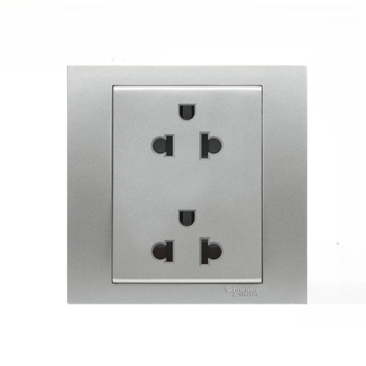 (Freeship) Ổ cắm đơn đôi 3 chấu 16A Trắng/ Xám Vivace Schneider KB426UEST_G19 KB426UES2_WE_G19 KB426
