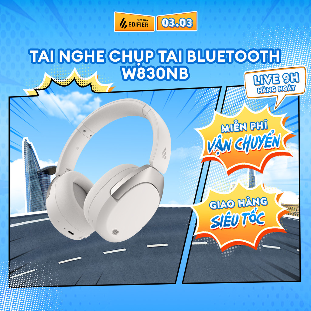 Tai Nghe Bluetooth Chụp Tai Không Dây EDIFIER W830NB - Chế Độ Chống Ồn - Pin Dài Tới 96H Chơi Nhạc - 15 Tháng Bảo Hành