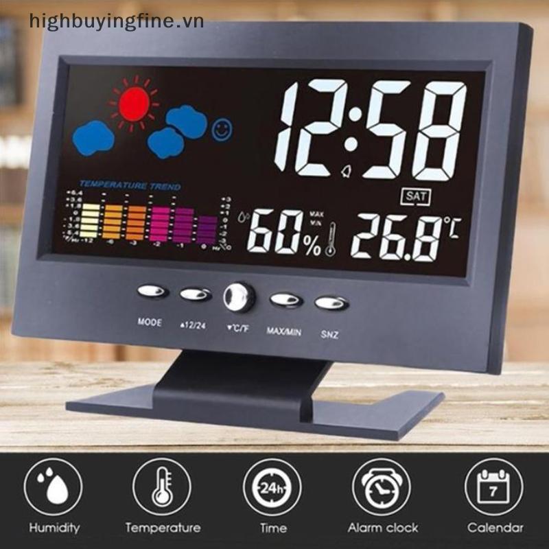 HFVN Màn hình màu LCD Kỹ thuật số Balight Báo động báo động Clo Trạm dự báo thời tiết Nóng